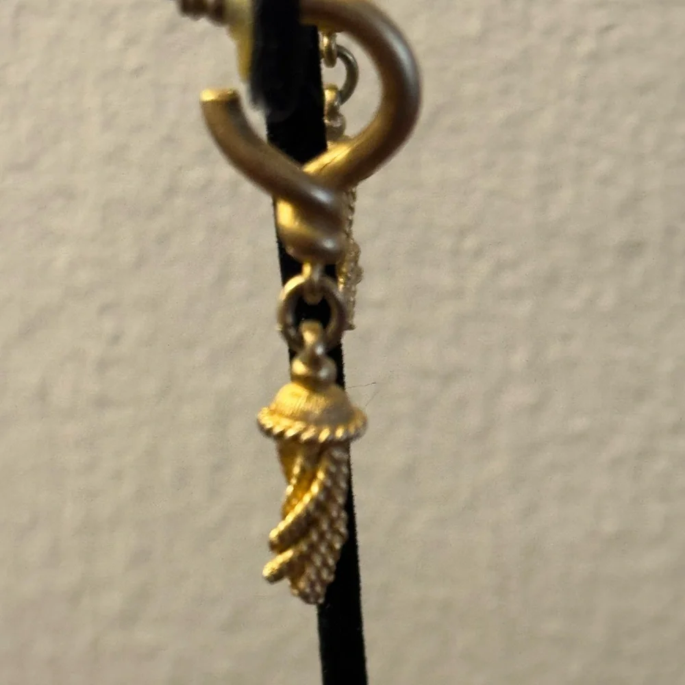 Gold tone rope tassel earrings